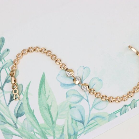 Rose Gold Designer Bracelet with Sparkling Half-Circle Charms, XPBL0703 - Picture 4 of 12